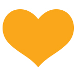 An orange heart icon on a white background.