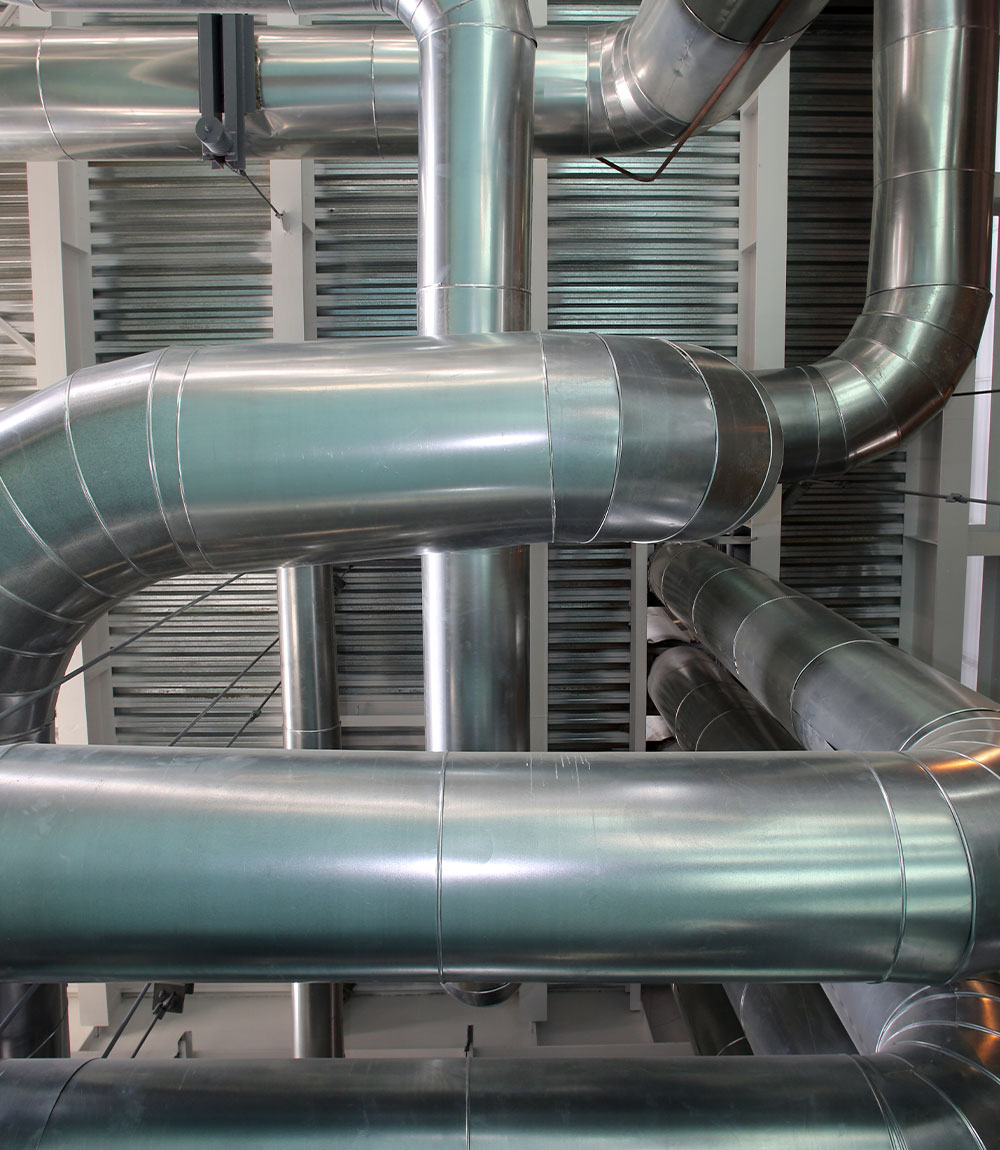 A group of pipes in a building.